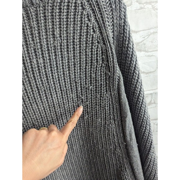 BCBG MAXAZRIA One Size Womens Sweater Poncho Heavy Knit Mock Neck Grey Gray - Picture 5 of 11